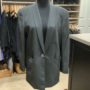 Dana Buchman Women’s Charcoal Single Breasted Silk Blazer